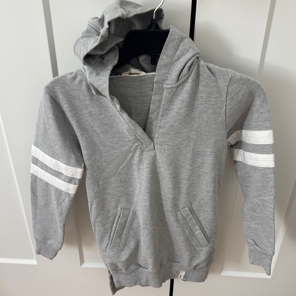 From 🖤Maddie Gray Hoodie with White Stripes